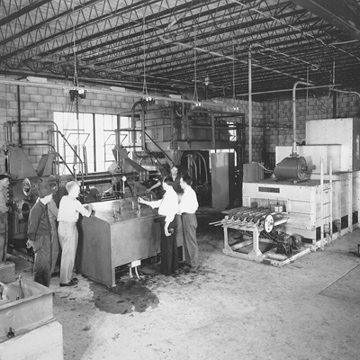 Workers at Press of Historic Bonnell Aluminum