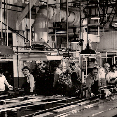Workers at Press of Historic Bonnell Aluminum
