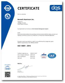 Carthage, TN ISO 14001:2015 Certificate of Registration